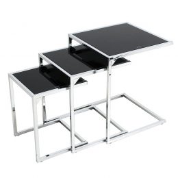 Leitmotiv Table Set Black Tempered Glass